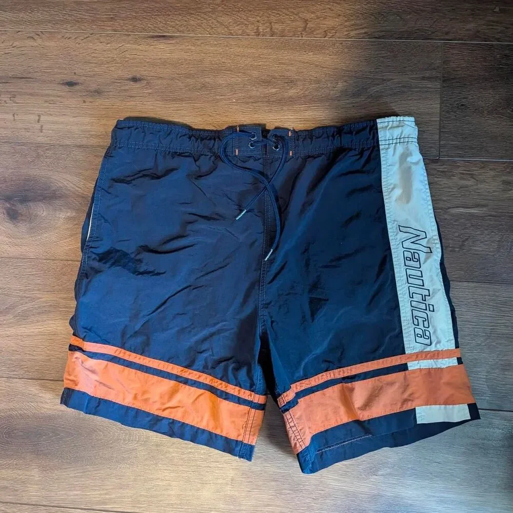 Nautica Men's Navy Swim-briefs-shorts